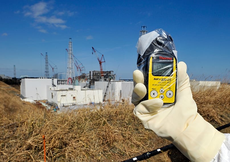 A radiation monitor at the Fukushima Dai-ichi nuclear power station in Okuma, 28 February, 2012