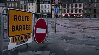 L'eau a envahis les quais à Quimperlé