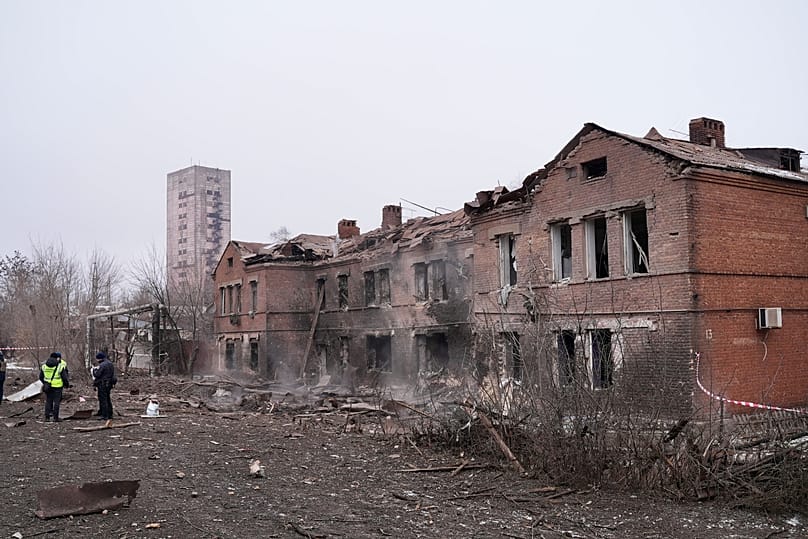A view of a residential building damaged by a Russian strike in Kryvyi Rih, 22 January, 2026