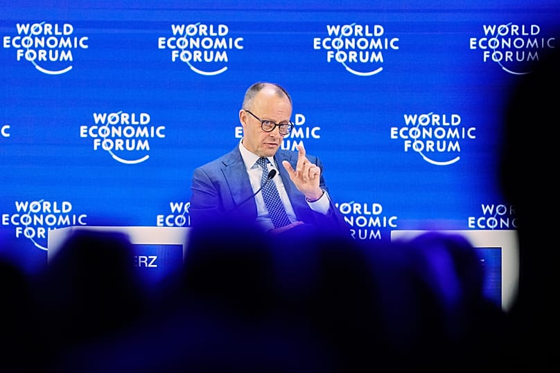 German Chancellor Friedrich Merz speaks during the Annual Meeting of the World Economic Forum in Davos, 22 January, 2026