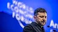 Ukraine's President Volodymyr Zelenskyy pauses as he delivers a speech at the Annual Meeting of the World Economic Forum in Davos, 22 January 2026