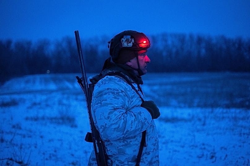A Ukrainian soldier is seen on his position at the frontline in the Druzhkivka direction, Donetsk region, 21 January 2026