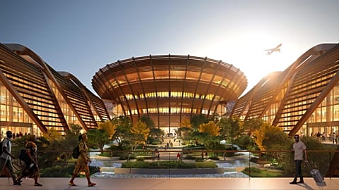 Rendering of Bishoftu International Airport, Ethiopia, by Zaha Hadid Architects. 