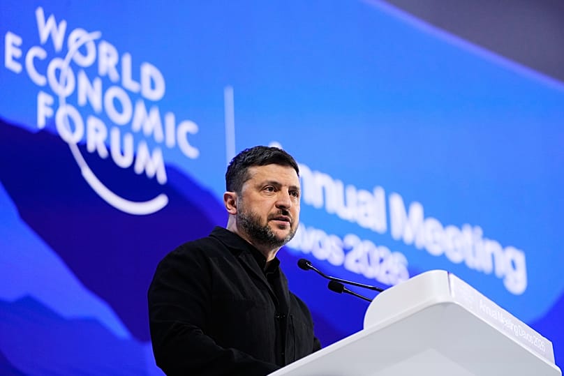 Ukraines Präsident Wolodymyr Selenskyj beim Weltwirtschaftsforum in Davos, Schweiz am 22. Januar 2026