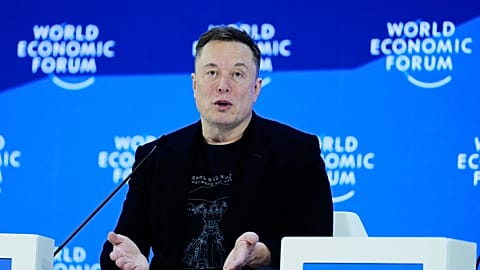 Elon Musk attends the Annual Meeting of the World Economic Forum in Davos, 22 January 2026