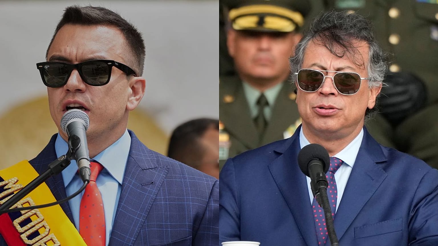 El presidente de Ecuador, Daniel Noboa, y el presidente de Colombia, Gustavo Petro. 
