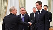 Russian President Vladimir Putin greets US President Donald Trump's envoys Steve Witkoff and Jared Kushner at the Senate Palace of the Kremlin, in Moscow, Jan. 22, 2026. 