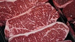 New York strip steaks are on display at a Sam's Club, Wednesday, Sept. 24, 2025, in Bentonville, Ark
