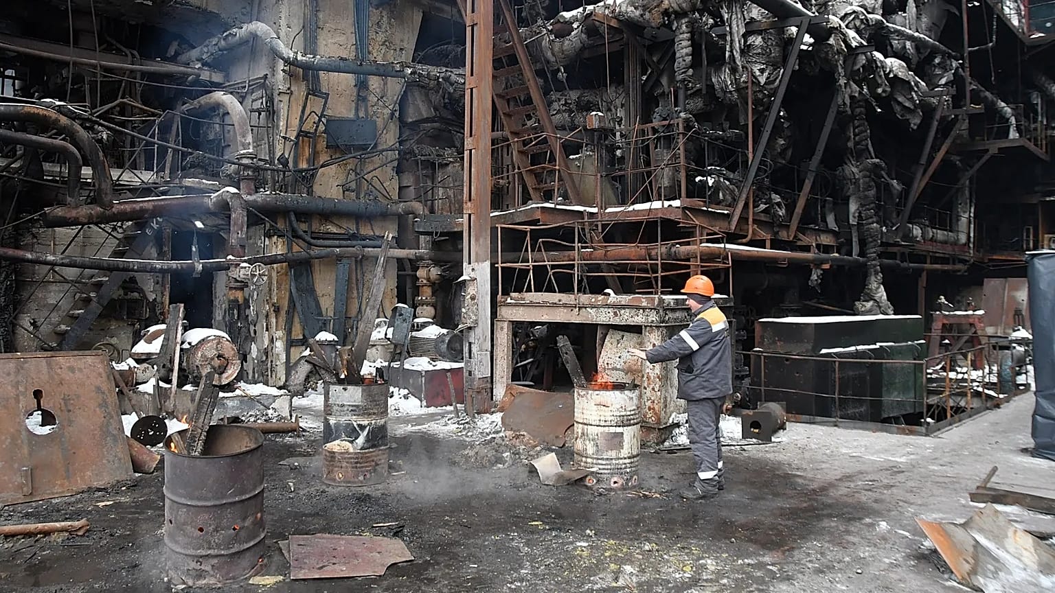 Workers repair a DTEK power plant after a Russian missile attack on the country's energy system in an undisclosed location in Ukraine, 23 January, 2026