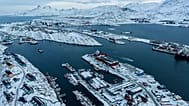 Boats are docked at the harbour of Nuuk, 22 January, 2026