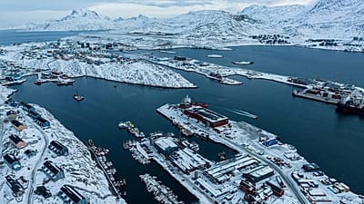 Boats are docked at the harbour of Nuuk, 22 January, 2026
