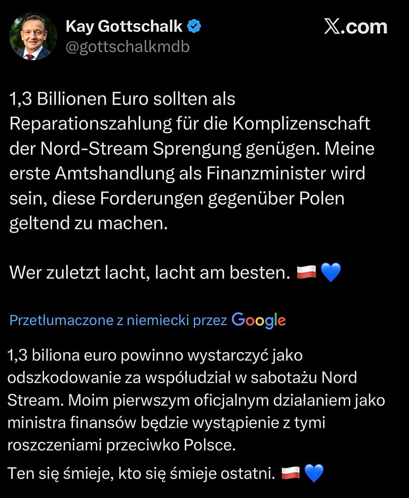 Wpis Kaya Gottschalka na X