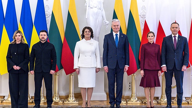 Riunione tripartita dei Presidenti di Polonia, Lituania e Ucraina - Karol Navrocki, Gitanas Nausėda e Volodymyr Zelensky - con le rispettive consorti.