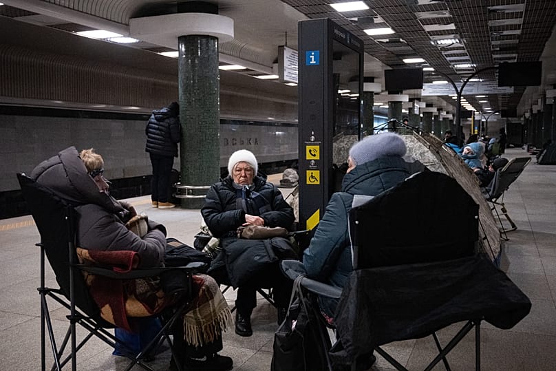 People take shelter in a subway station during Russia's night missile and drone attack in Kyiv, Ukraine, Saturday, 24 Jan, 2026. 