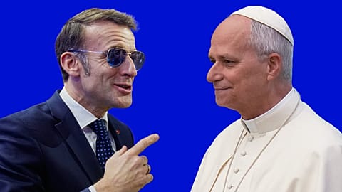 Präsident Emmanuel Macron und Papst Leo XIV.