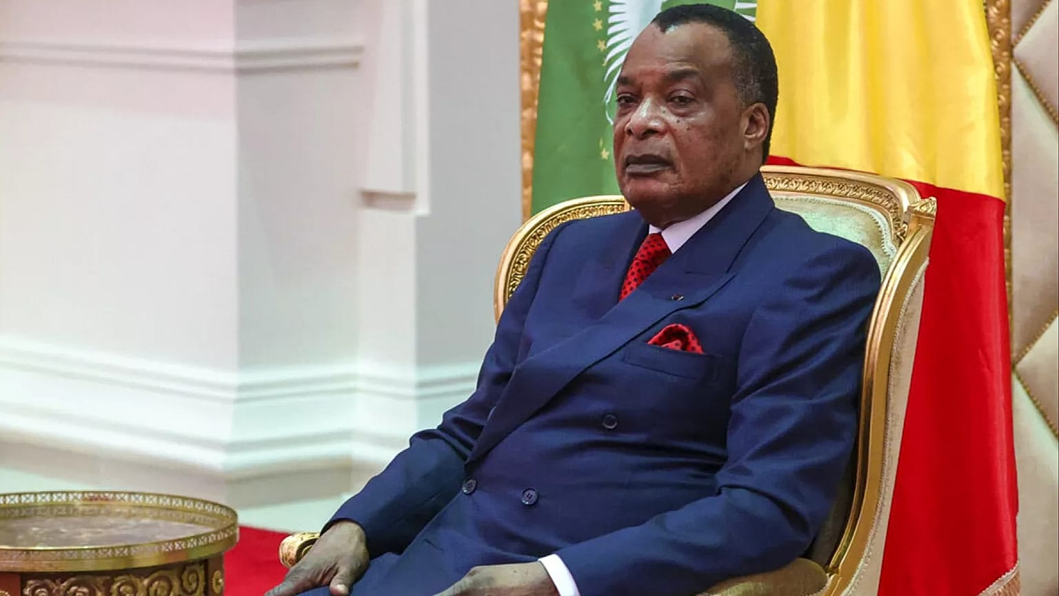 FILE: Republic of the Congo's President Denis Sassou Nguesso listens to Russian Foreign Minister Sergey Lavrov during their talks in Brazzaville, 25 July 2022