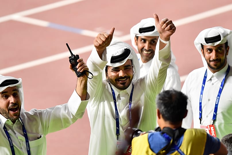 Il principe qatariota Joaan bin Hamad bin Khalifa Al Thani ai campionati del Mondo di atletica a Doha nel 2019