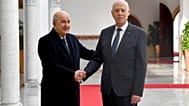 الرئيس الجزائري عبد المجيد تبون مع الرئيس التونسي قيس سعيد، الأربعاء 15 ديسمبر 2021.