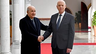 الرئيس الجزائري عبد المجيد تبون مع الرئيس التونسي قيس سعيد، الأربعاء 15 ديسمبر 2021.