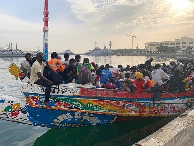 In this photo released by INTERPOL, victims of human trafficking are detained inside a boat in Dakar, Senegal, Wednesday, Nov. 19, 2025.