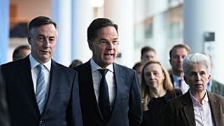 NATO Secretary General Mark Rutte, second left, addressed the Security and Defence Committee at the European Parliament in Brussels
