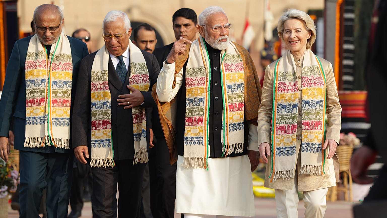 European Commission President Ursula von der LEYEN and European Council President António COSTA in New Delhi, India