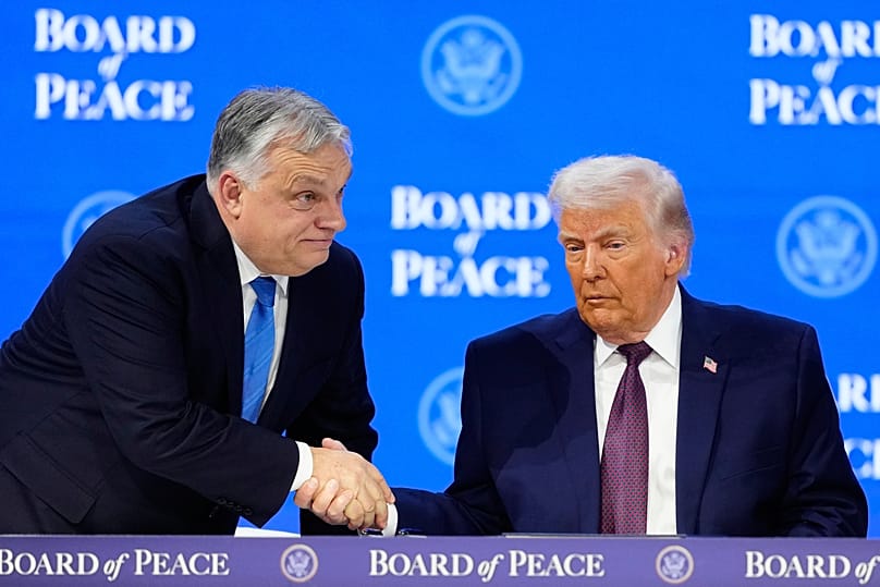 US President Donald Trump shakes hands with Hungary’s Prime Minister Viktor Orbán at the World Economic Forum in Davos, 22 January, 2026