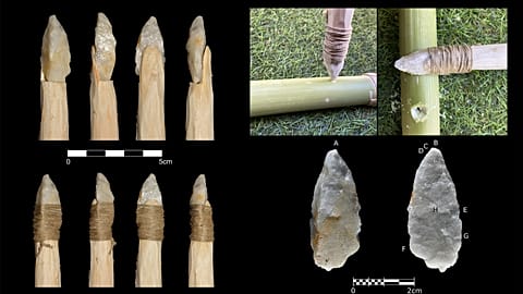 Montaje de las herramientas utilizadas por los pobladores de la zona de la actual China