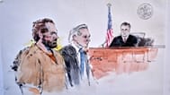 In this courtroom sketch, former Canadian Olympic snowboarder Ryan Wedding, left, attends court in  in Santa Ana, Calif., Monday, Jan. 26, 2026.