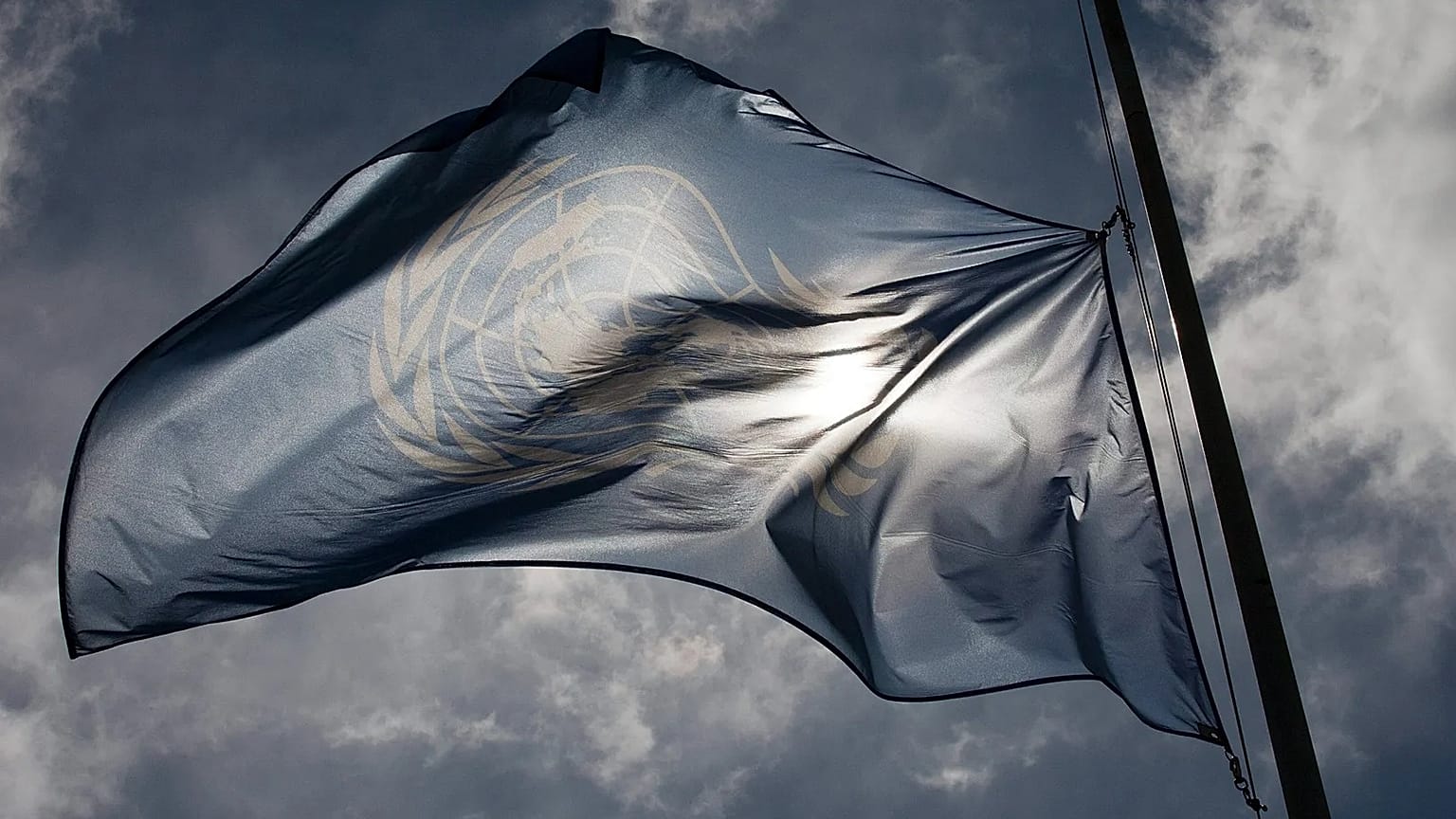 Flagge der Vereinten Nationen, Genf, Schweiz, am 27. August 2011