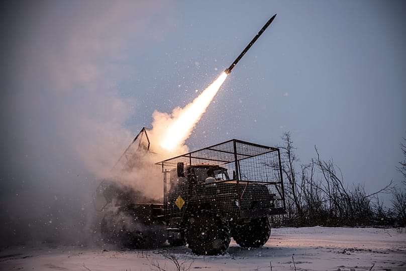 An MRLS BM-21 "Grad" fires towards Russian army positions near Chasiv Yar, 24 January, 2026