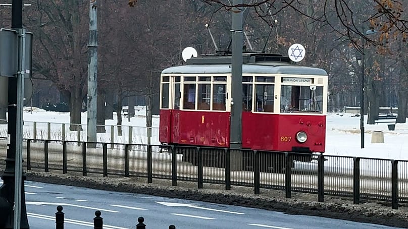 Symboliczny tramwaj z Gwiazdą Dawida, Warszawa, 2026 r.
