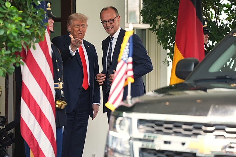 Donald Trump és Friedrich Merz, Washington, 2025 június 5.