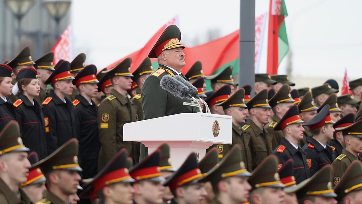 FILE: Belarusian President Aliaksandr Lukashenka attends ceremony of military personnel taking the oath of allegiance after his inauguration in Minsk, 25 March 2025