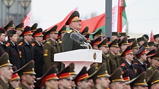 FILE: Belarusian President Aliaksandr Lukashenka attends ceremony of military personnel taking the oath of allegiance after his inauguration in Minsk, 25 March 2025