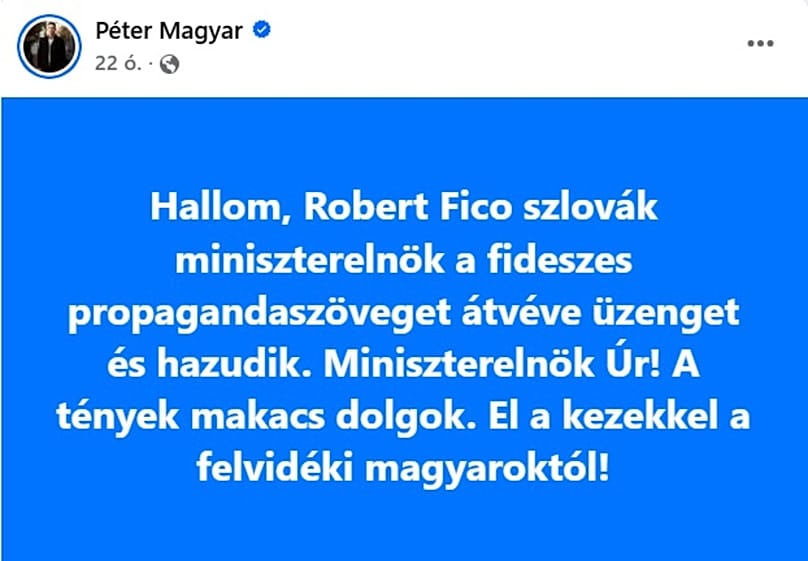 Magyar Péter Facebook-bejegyzése