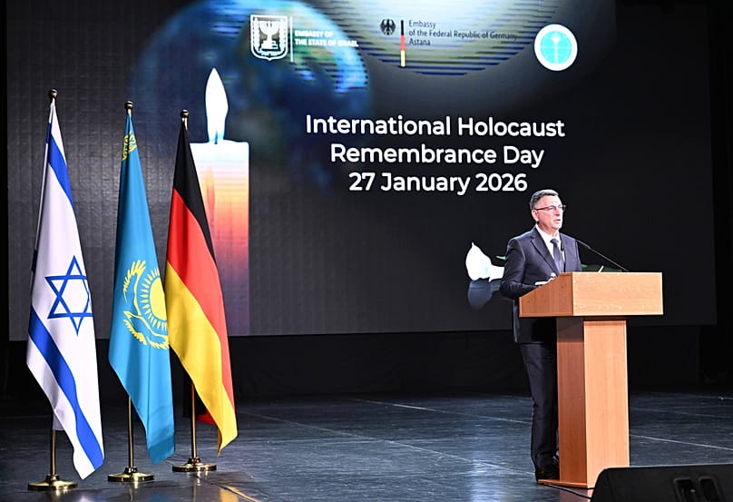 Gideon Sa'ar at the Holocaust Remembrance ceremony held in Astana by Israeli and German embassies. 