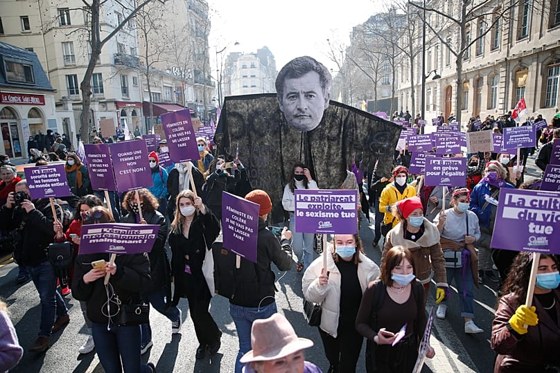 Women march to mark International Women's Day in Paris, 8 March, 2021 