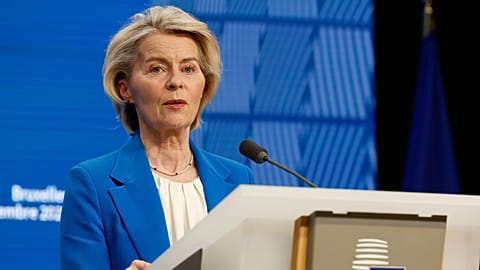 Ursula von der Leyen speaking at Davos