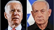 رئيس الحكومة الإسرائيلية بنيامين نتنياهو (يمينًا) والرئيس الأمريكي السابق جو بايدن (يساراً)