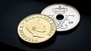 New coins featuring King Frederik X are presented at a press conference at the National Bank in Copenhagen