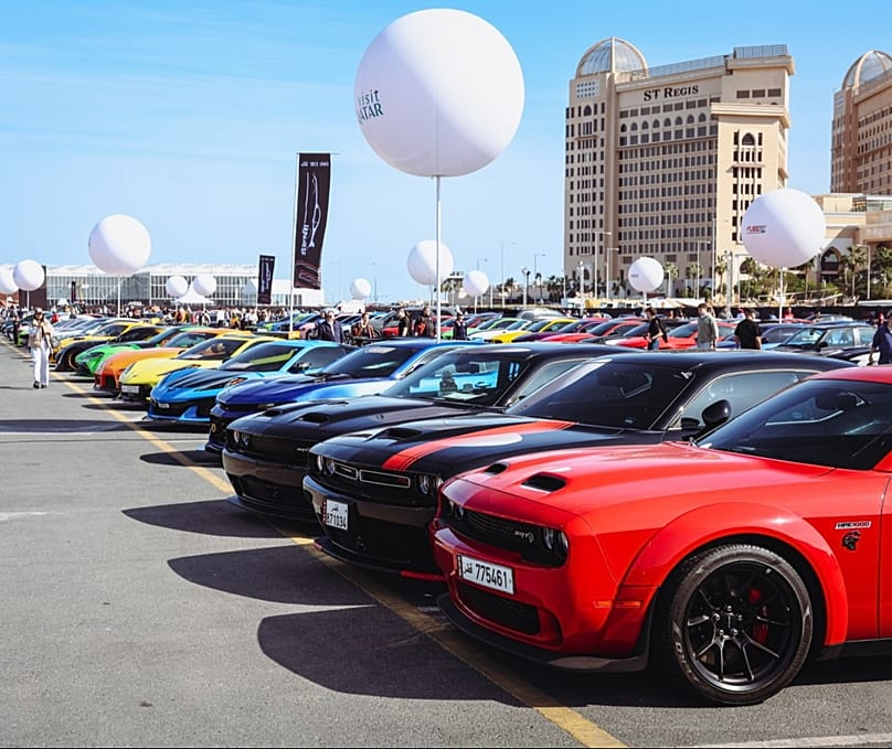 Line 'em up: Some of the fast and furious cars on display at FuelFest Qatar