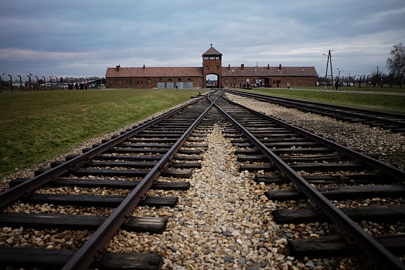 The railway tracks where people arrived to be directed to the gas chambers inside the former Nazi death camp of Auschwitz Birkenau, 7 December, 2019