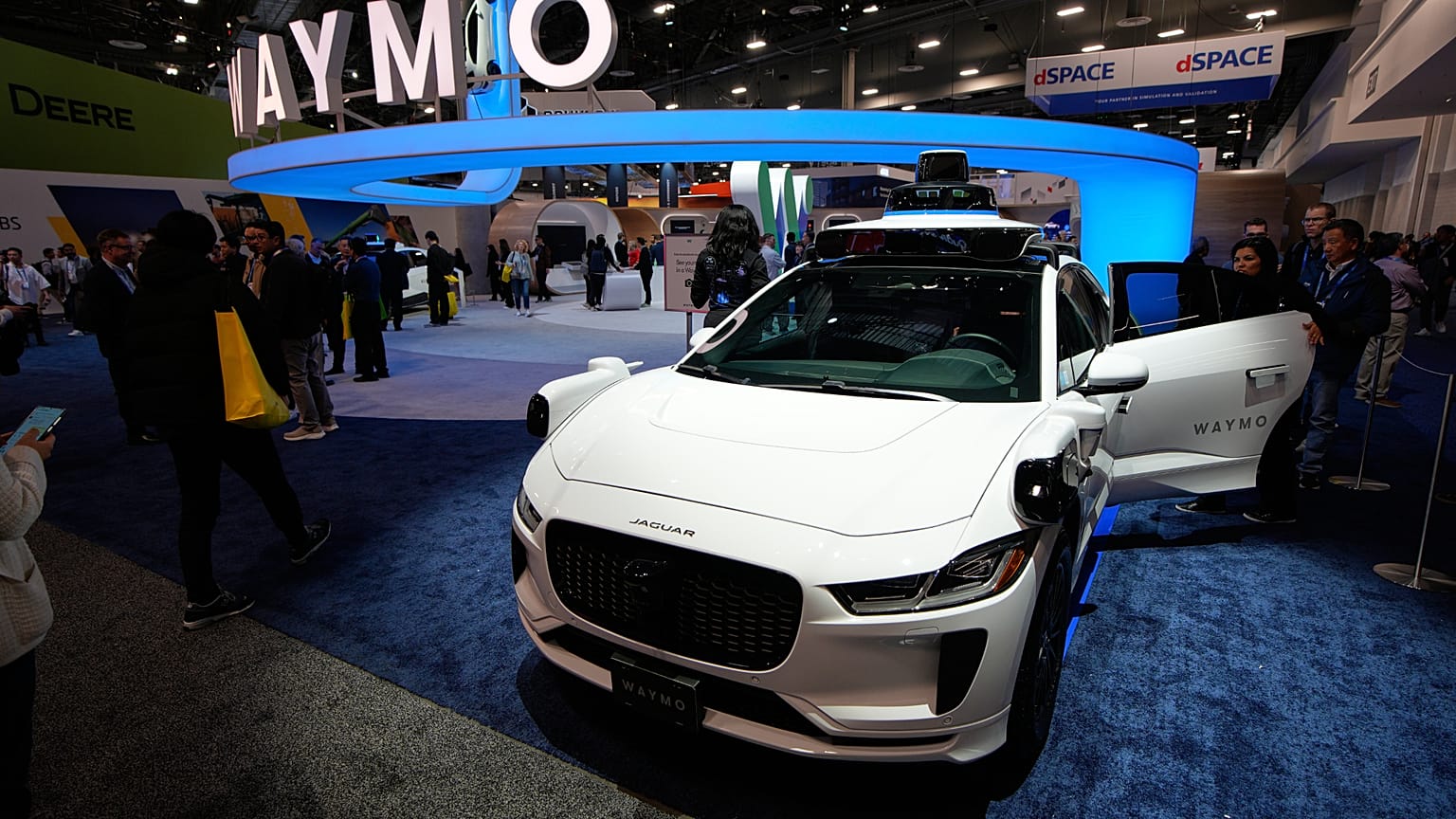 A Waymo Ojai sits on display at the Waymo booth during the CES tech show Tuesday, Jan. 6, 2026, in Las Vegas