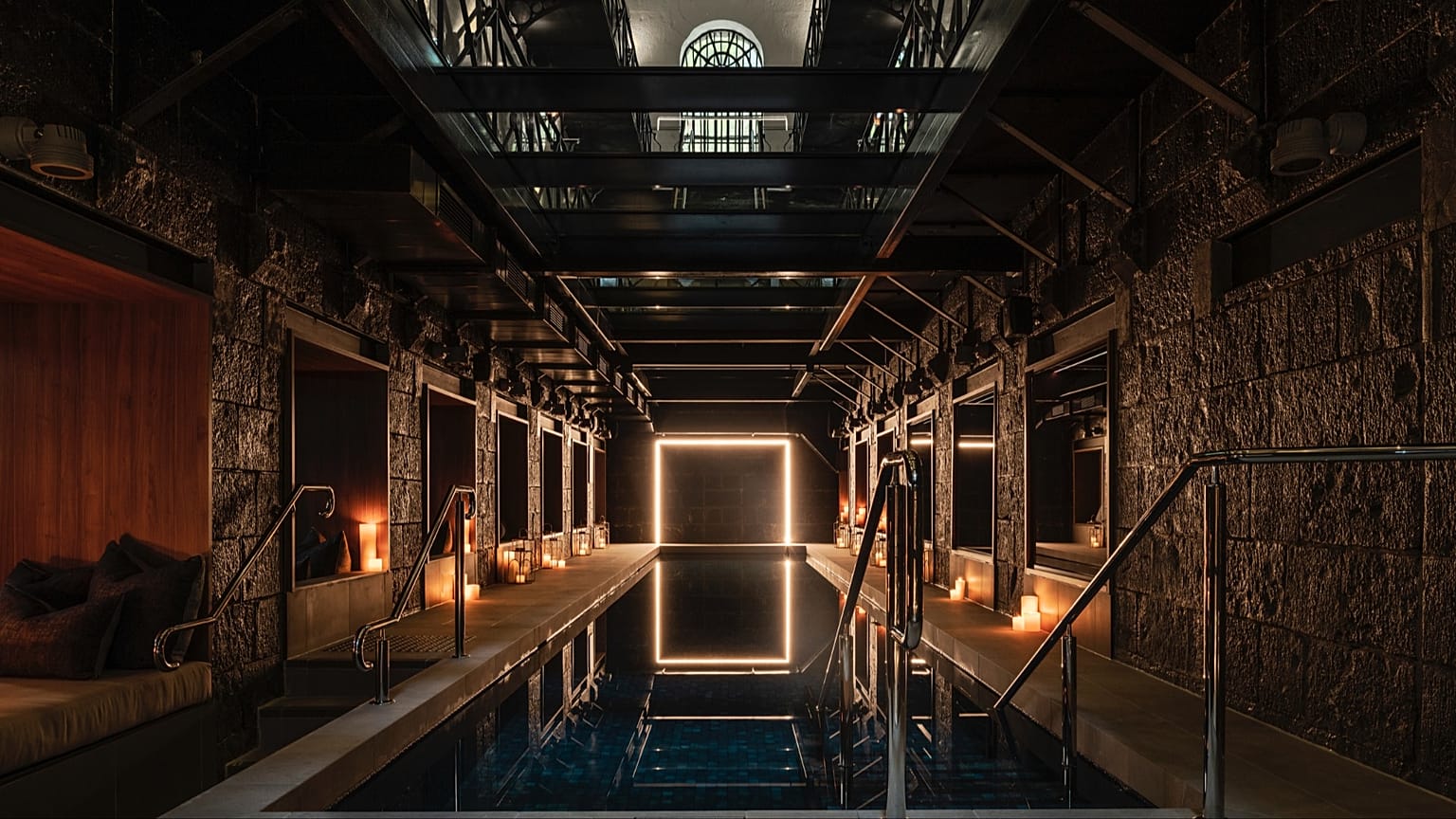 A picture of the indoor swimming pool at The Interlude in Melbourne, Australia. 