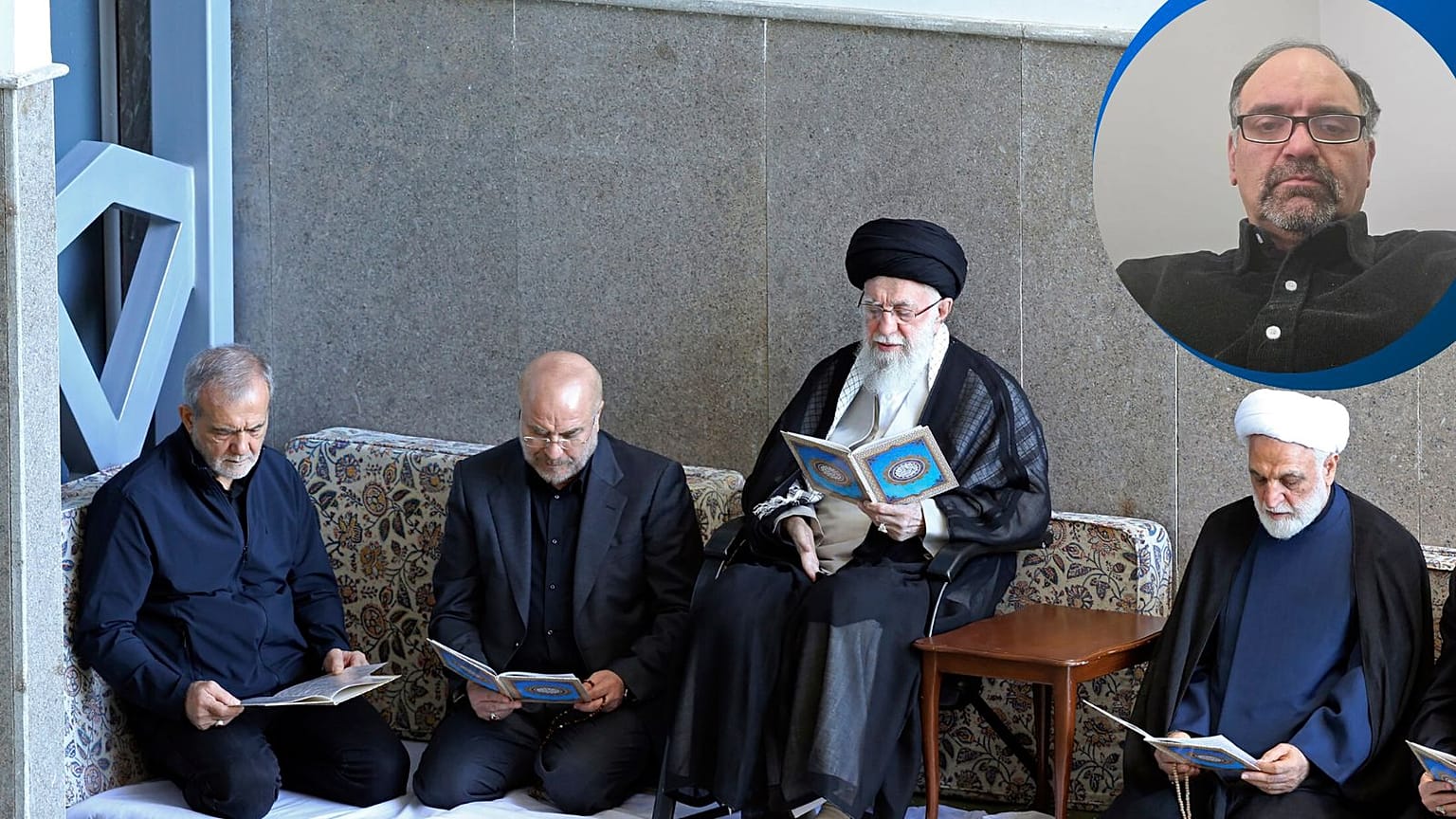 علی خامنه‌ای، رهبر ایران در کنار سران قوای سه‌گانه