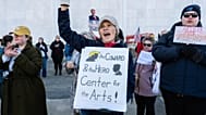 Kennedy Center official resigns two weeks after taking the job - Pictured: Protests outside newly christened Trump-Kennedy Center