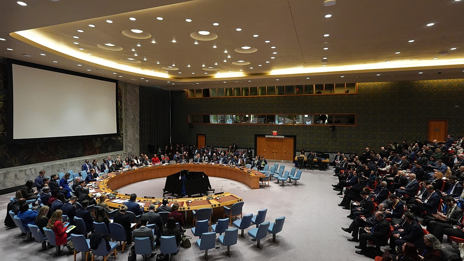 FILE-The Security Council meets Monday, Jan. 5, 2026 at U.N. headquarters. (AP Photo/Frank Franklin II)