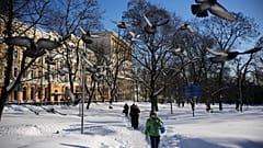 In Moskau gehen Menschen auf dem Roten Platz an einem frostigen Freitag, dem 30. Januar 2026.