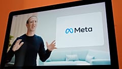 Auf einem Gerät in Sausalito, Kalifornien: Facebook-Chef Mark Zuckerberg kündigt bei einem virtuellen Event am Donnerstag, 28. Oktober 2021, den neuen Namen Meta an.
